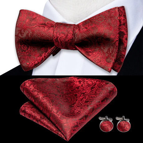 Dropshipping Jacquard Silk Mens Self Bow Tie Hanky Cufflinks Set Male Butterfly Knot Bowtie Wholesale for Male Wedding Business