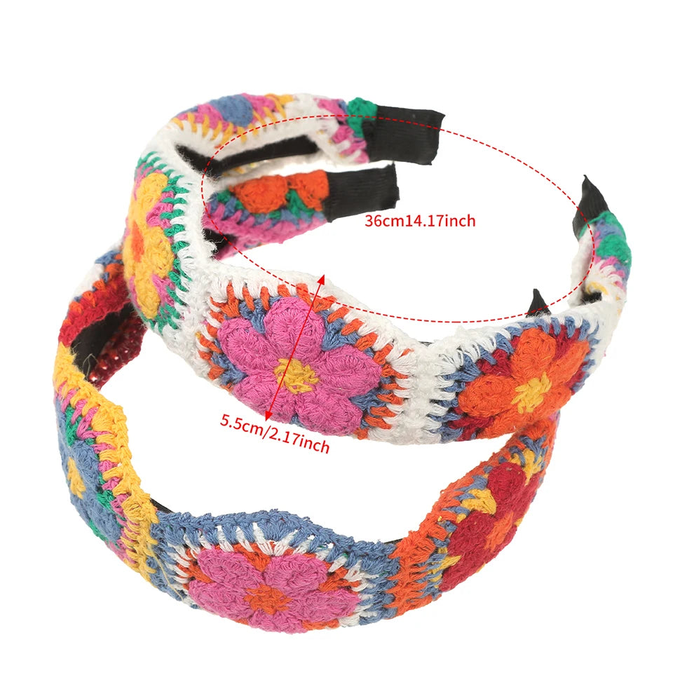 Ethnic Style Knitted Headbands New Fashion Hairbands for Women Non-slip Wide Headbands