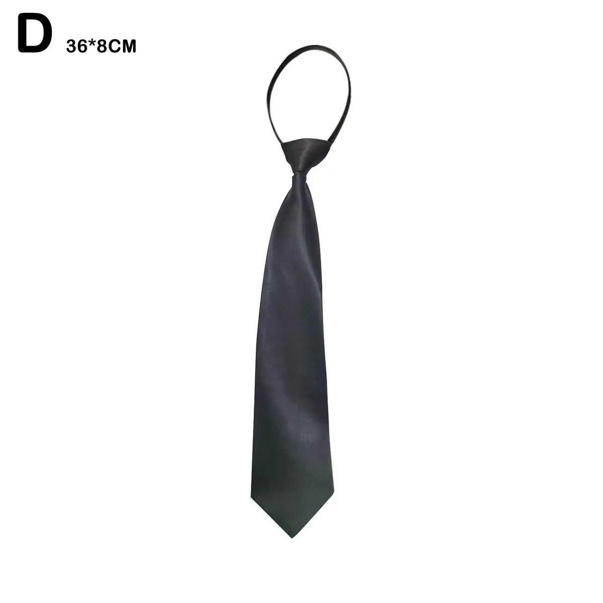 Pre-Tie Zipper Necktie Men Women Slim Narrow Neck Tie Retro Color Safety Clip Tie Business Funeral Butler Matte Black Tie