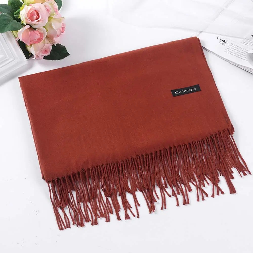 Soft Cashmere Scarf Fashion Tassel Wool Scarves Pure Color Shawl Korean Style Head Scarf Winter Neck Scarves Students