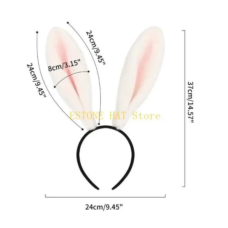 49MF Lovely Bunny Ear Hair Hoop Hair Holder Live Broadcasting Spring Cosplay Party Headwear for Teens Woman