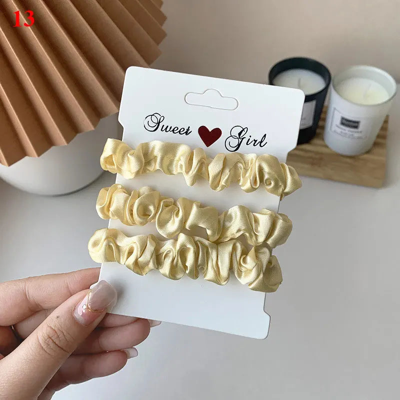 3Pcs/Set Silky Hair Scrunchies Ponytail Holders Elastics Hair Ties For Women Silk Satin Solid Color Hair Rope Hair Accessories
