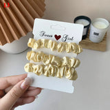 3Pcs/Set Silky Hair Scrunchies Ponytail Holders Elastics Hair Ties For Women Silk Satin Solid Color Hair Rope Hair Accessories