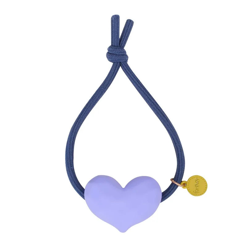 Girls Cute Heart Elastic Hair Bands Korean Hair Ties Hair Bow  Scrunchies Rubber Ponytail Holder Women Hair Accessories