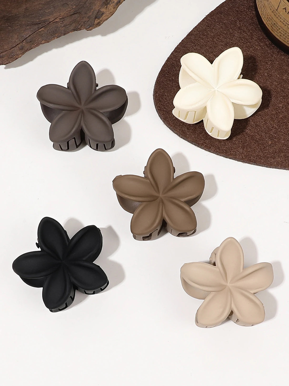 5 Pcs 4CM Flower Clip, Back of Head Plate Hair Clip Shark Clip for Women and Girls