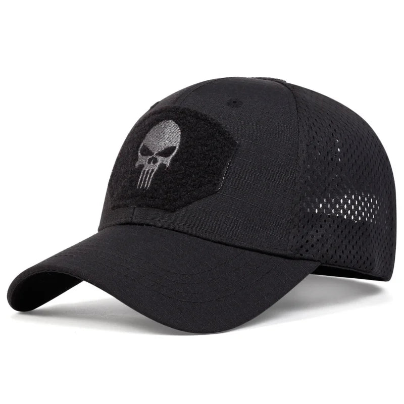 Fashion Unisex Skull Embroidered Top with Patch Breathable BaseballCap Military fans outdoor camouflage Adjustable Casual SunHat