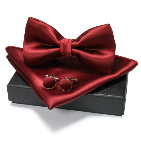 EASTEPIC Men's Bow Tie Sets Including Cufflinks and Handkerchieves Bow Ties with Adjustable Straps for Formal Occasions