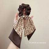 Women's Elastic Hair Bands French Style Hair Rope Creative Letter D Classic Retro Bow Ribbon Headdress Delicate All-matching