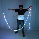 LED Rhythmic Gymnastics Ribbon Colorful Luminous Gym Ribbons Dance Rgb Glow Led Poi Ribbon For Belly Dance Hand Props