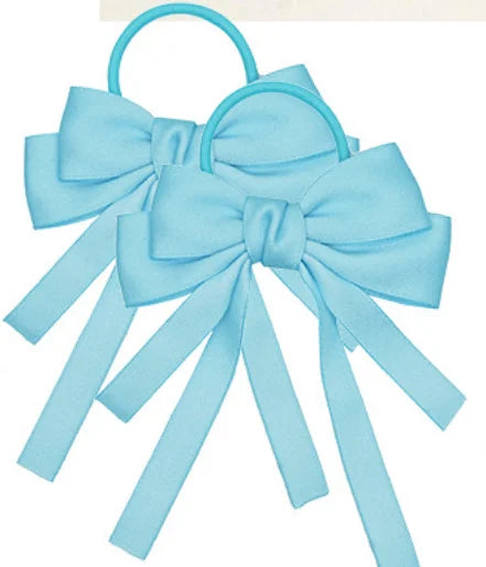 2PCS Elastic Hair Ties Rings Boutique Fabric Fringes Bows Grosgrain Ribbon Ponytail Holder Rubber Hair Bands Hair Accessories