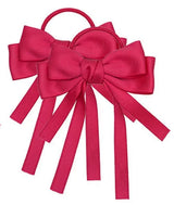 2PCS Elastic Hair Ties Rings Boutique Fabric Fringes Bows Grosgrain Ribbon Ponytail Holder Rubber Hair Bands Hair Accessories