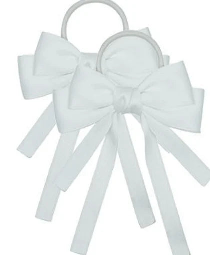 2PCS Elastic Hair Ties Rings Boutique Fabric Fringes Bows Grosgrain Ribbon Ponytail Holder Rubber Hair Bands Hair Accessories