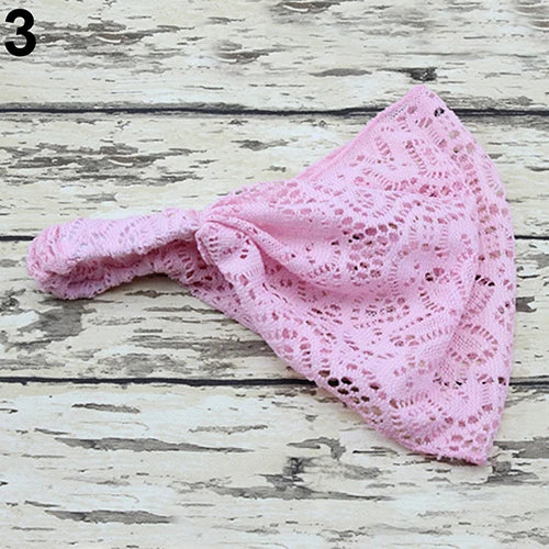 Women Fashion Bandanas Turban Lace Hollow Pattern Hair Band Wide Headband