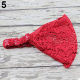 Women Fashion Bandanas Turban Lace Hollow Pattern Hair Band Wide Headband