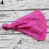 Women Fashion Bandanas Turban Lace Hollow Pattern Hair Band Wide Headband