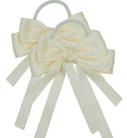 2PCS Elastic Hair Ties Rings Boutique Fabric Fringes Bows Grosgrain Ribbon Ponytail Holder Rubber Hair Bands Hair Accessories