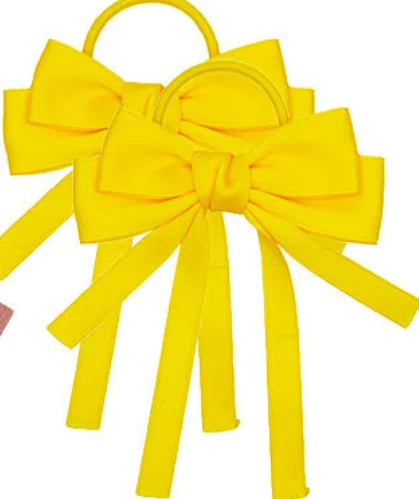 2PCS Elastic Hair Ties Rings Boutique Fabric Fringes Bows Grosgrain Ribbon Ponytail Holder Rubber Hair Bands Hair Accessories