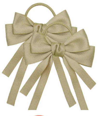 2PCS Elastic Hair Ties Rings Boutique Fabric Fringes Bows Grosgrain Ribbon Ponytail Holder Rubber Hair Bands Hair Accessories