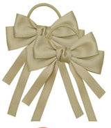 2PCS Elastic Hair Ties Rings Boutique Fabric Fringes Bows Grosgrain Ribbon Ponytail Holder Rubber Hair Bands Hair Accessories