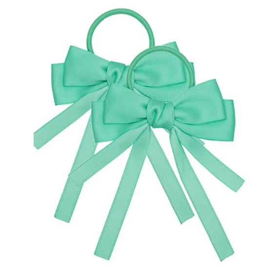 2PCS Elastic Hair Ties Rings Boutique Fabric Fringes Bows Grosgrain Ribbon Ponytail Holder Rubber Hair Bands Hair Accessories