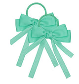 2PCS Elastic Hair Ties Rings Boutique Fabric Fringes Bows Grosgrain Ribbon Ponytail Holder Rubber Hair Bands Hair Accessories