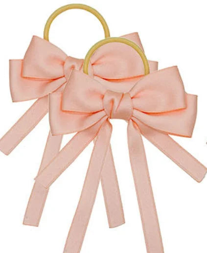2PCS Elastic Hair Ties Rings Boutique Fabric Fringes Bows Grosgrain Ribbon Ponytail Holder Rubber Hair Bands Hair Accessories