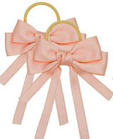 2PCS Elastic Hair Ties Rings Boutique Fabric Fringes Bows Grosgrain Ribbon Ponytail Holder Rubber Hair Bands Hair Accessories