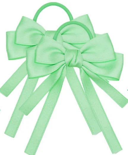 2PCS Elastic Hair Ties Rings Boutique Fabric Fringes Bows Grosgrain Ribbon Ponytail Holder Rubber Hair Bands Hair Accessories